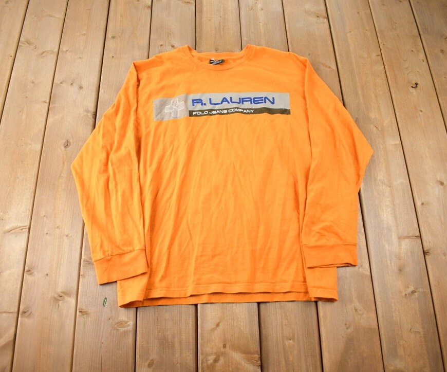 Vintage 1990s Ralph Lauren Polo Jeans Long T Shirt Made In Canada Size XL