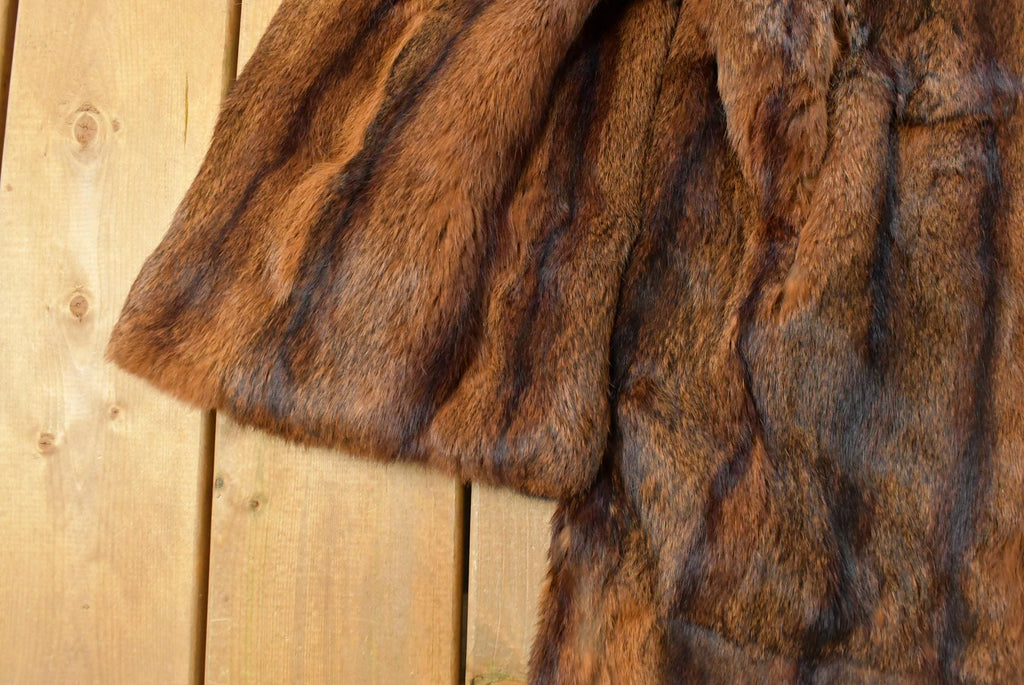 Vintage 1980s Mahogany Mink Fur Coat Full Length Adult Small