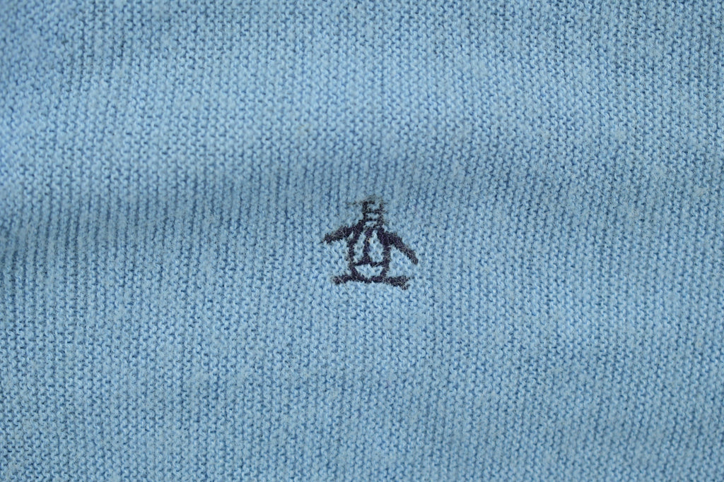 Vintage 1990s Grand Slam Knitted Blue Cardigan Sweater