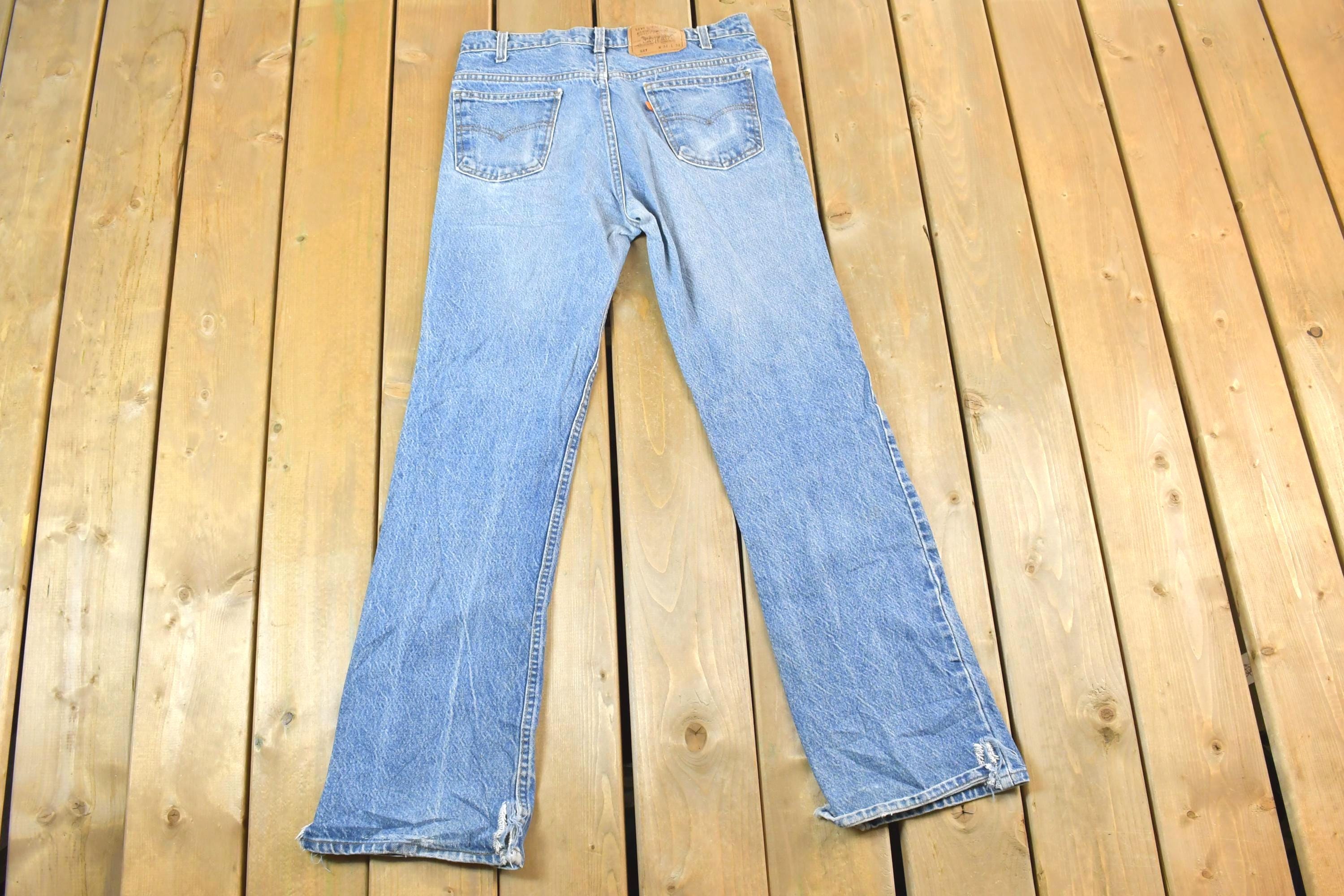 Vintage 1990s Levi Strauss 517 Orange Tab Denim Jeans Size 34x34