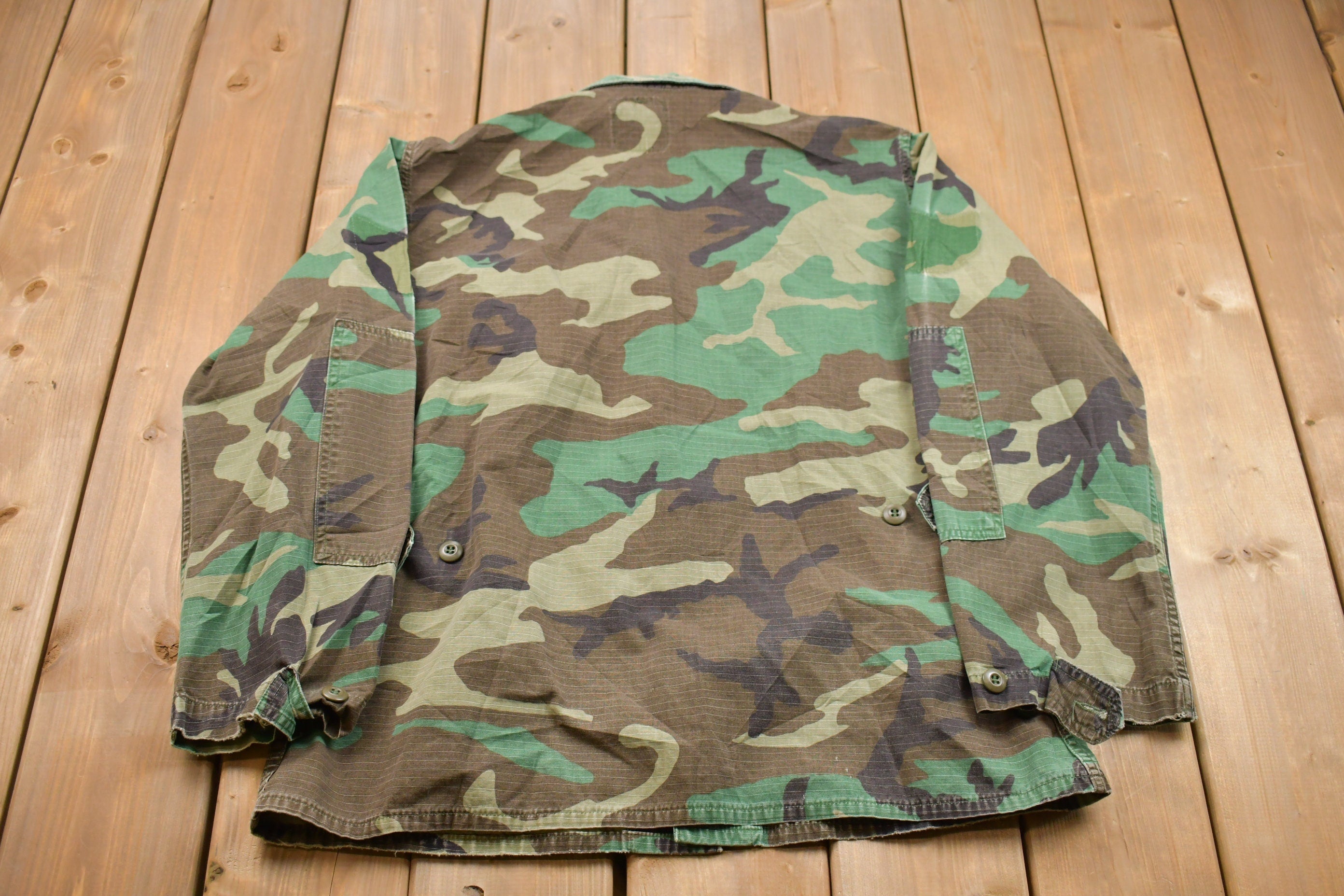 Vintage Military Camo Button Up Jacket