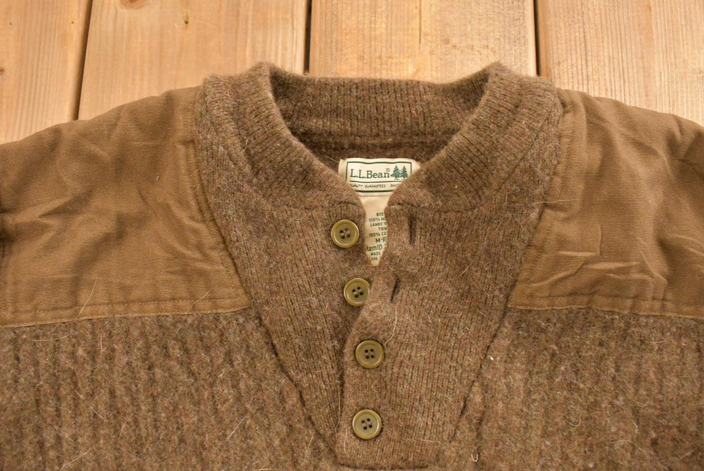 Vintage 1990s L.L. Bean Wool Knit Henley Sweater Women's S / 90s Knitted Sweatshirt / Outdoors