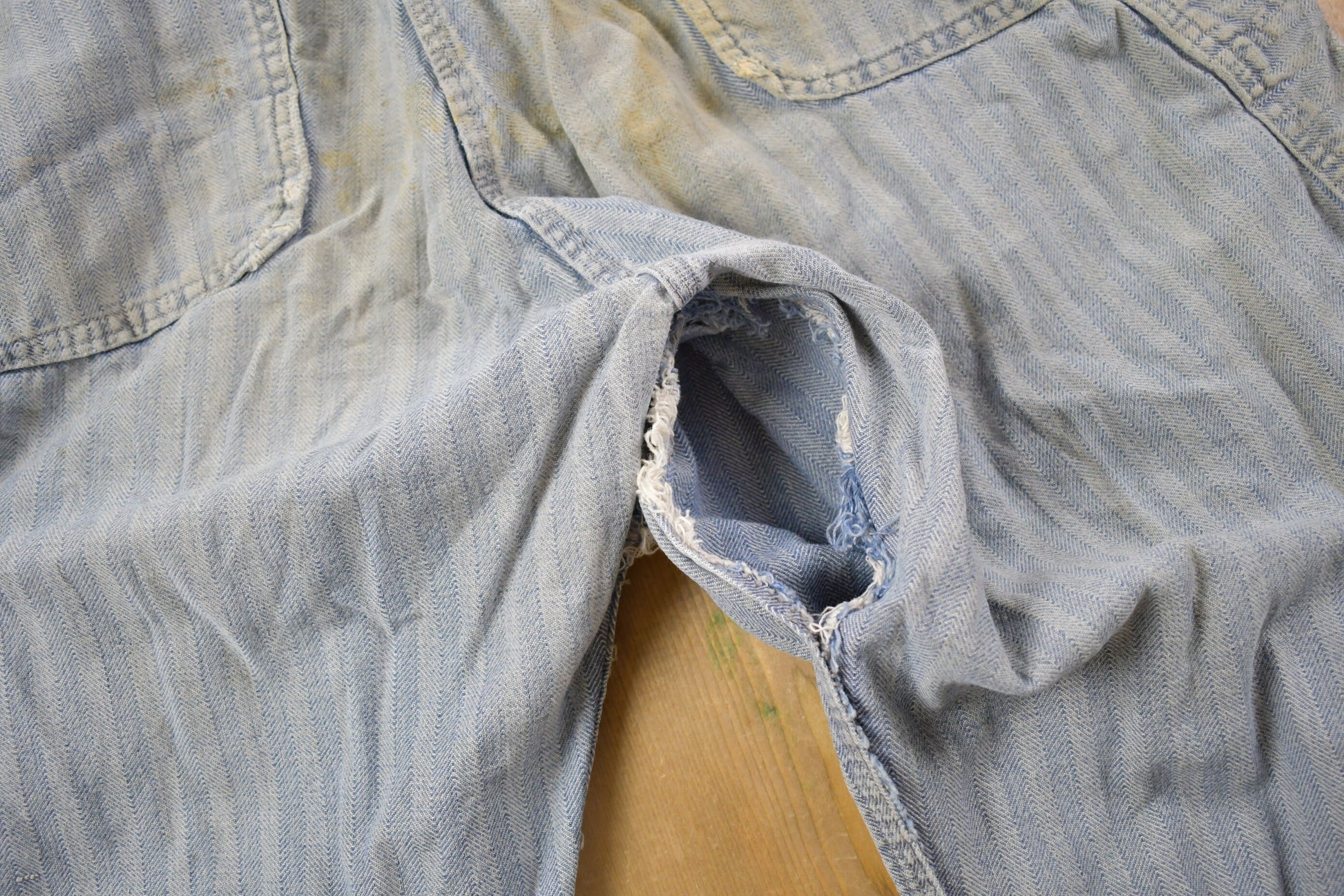 Vintage 1930s Perfect Union Made DIstressed Denim Button Down Jumpsuit