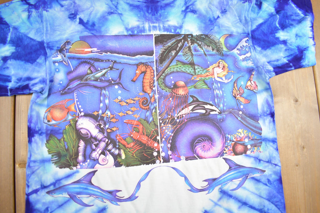 Vintage 1993 Ocean Theme Sea Life Tie Dye T Shirt