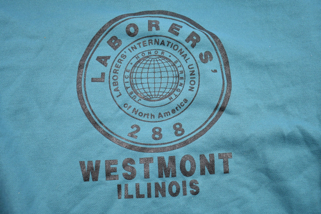 Vintage 1990s Laborers Union Westmont Illinois Graphic Zip Up Hoodie