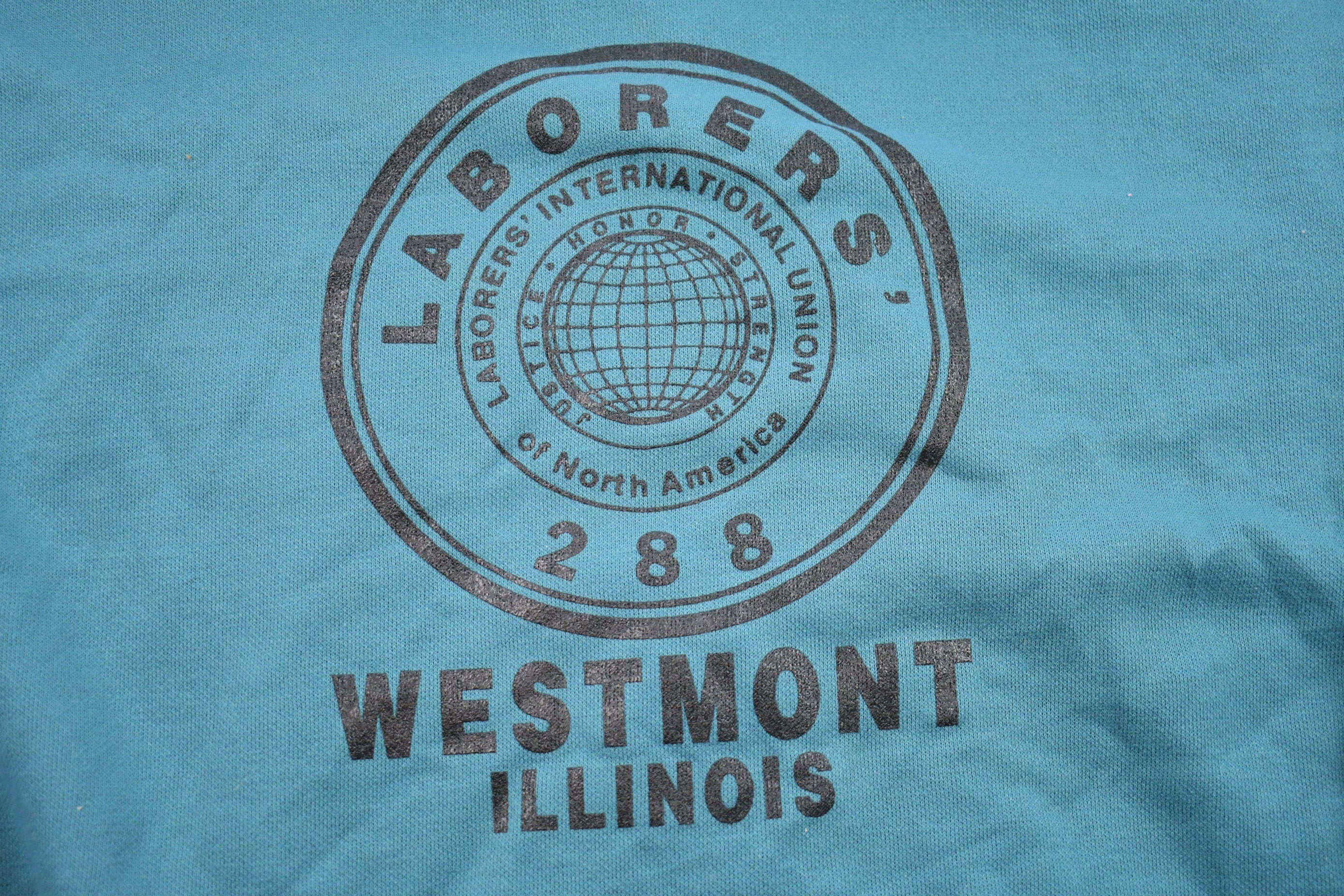Vintage 1990s Laborers Union Westmont Illinois Graphic Zip Up Hoodie / 90s Hoodie / Vintage Sweater / Zip Up Hoodie / Made In USA