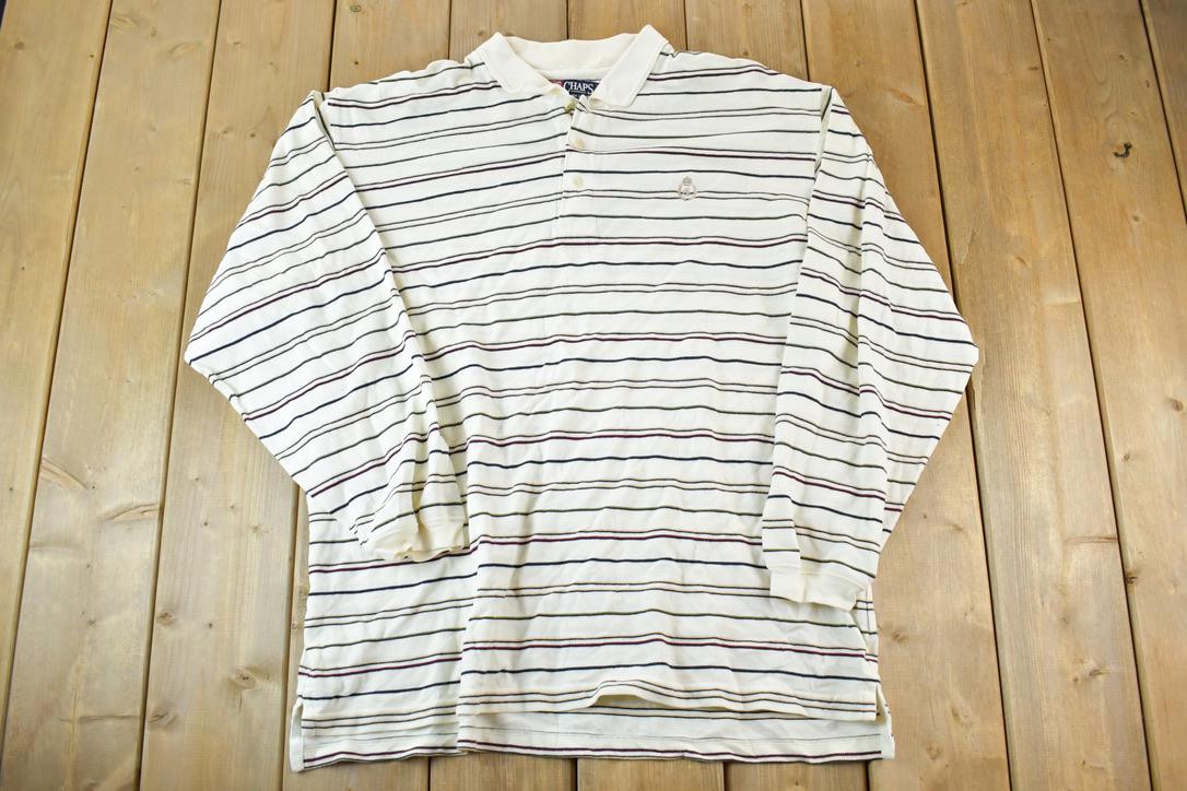 Vintage 1990s Chaps Ralph Lauren Knit Abstract Pattern Quarter Button Sweater