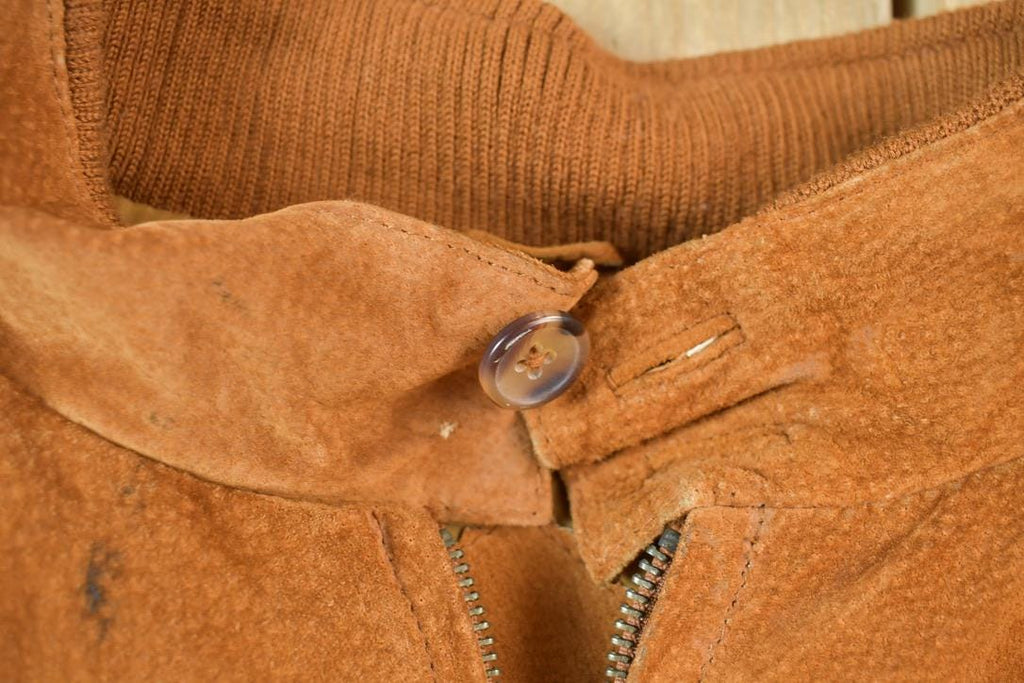 Vintage 1980s Boston Traders Suede Leather Bomber Jacket