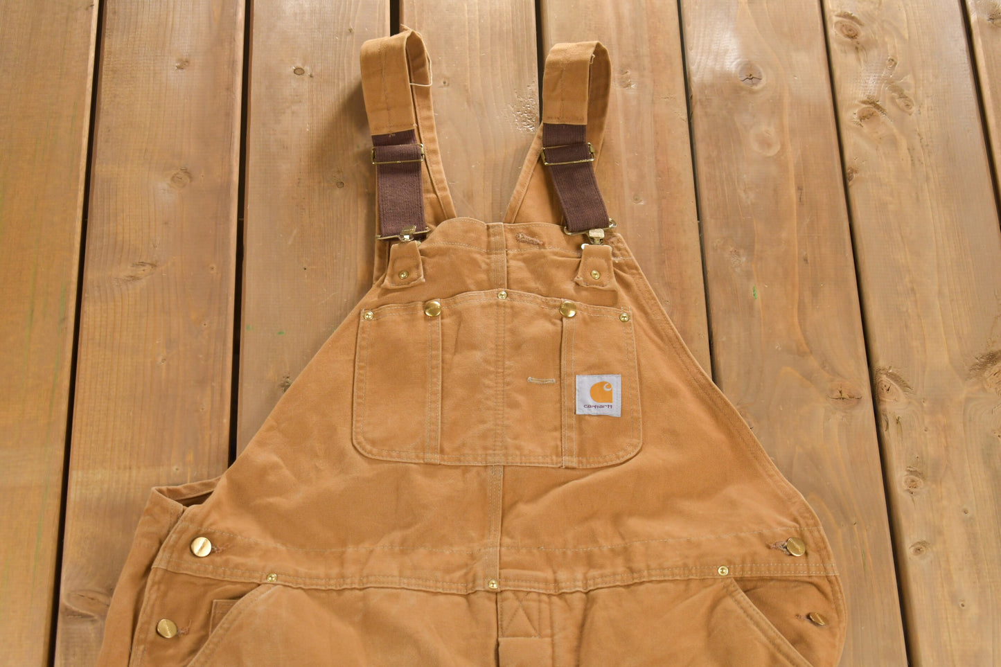 Vintage 1980s Carhartt Double Knee Quilted Canvas Overalls / Made In USA / Utility Overalls / Vintage Workwear