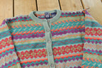 Vintage 1990s Gap Abstract Knit Cardigan Sweater Youth L