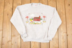 Vintage 1994 Endless Designs Cute Cartoon Farm Theme Graphic Print Crewneck Sweatshirt Womens M