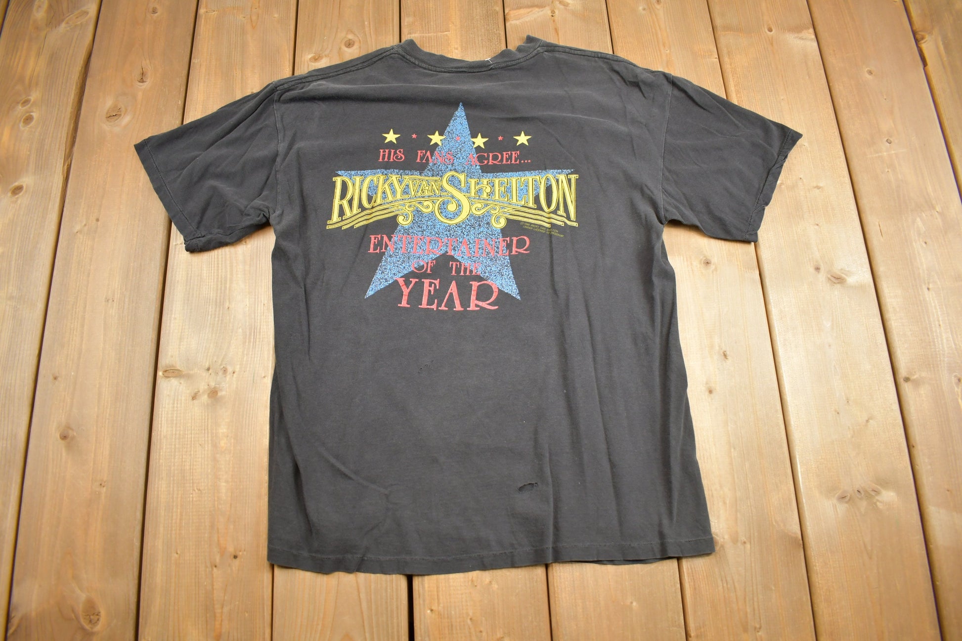 Vintage 1990 Ricky Van Shelton Entertainer Of The Year Country Music Graphic T-Shirt / Band Tee / Brockum / Made In USA