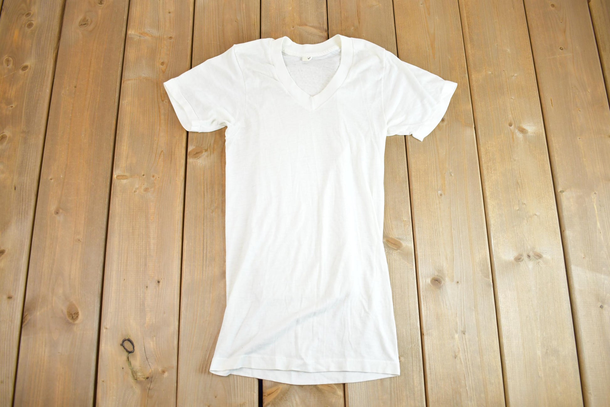 True Vintage 1970s Sanfor Knit Long White Transparent Undershirt T Shirt