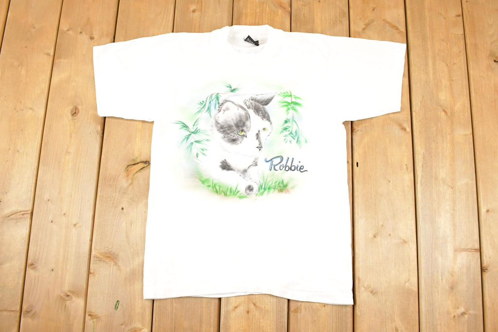 Vintage 1990s Robbie Airbrushed Kitty Souvenir Travel T-Shirt Women's M