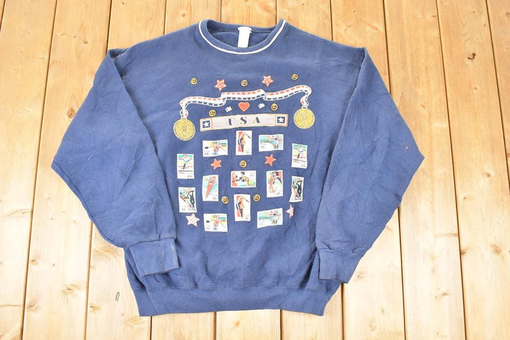 Vintage 1990s USA Olympics Studded Crewneck Sweatshirt Men's L