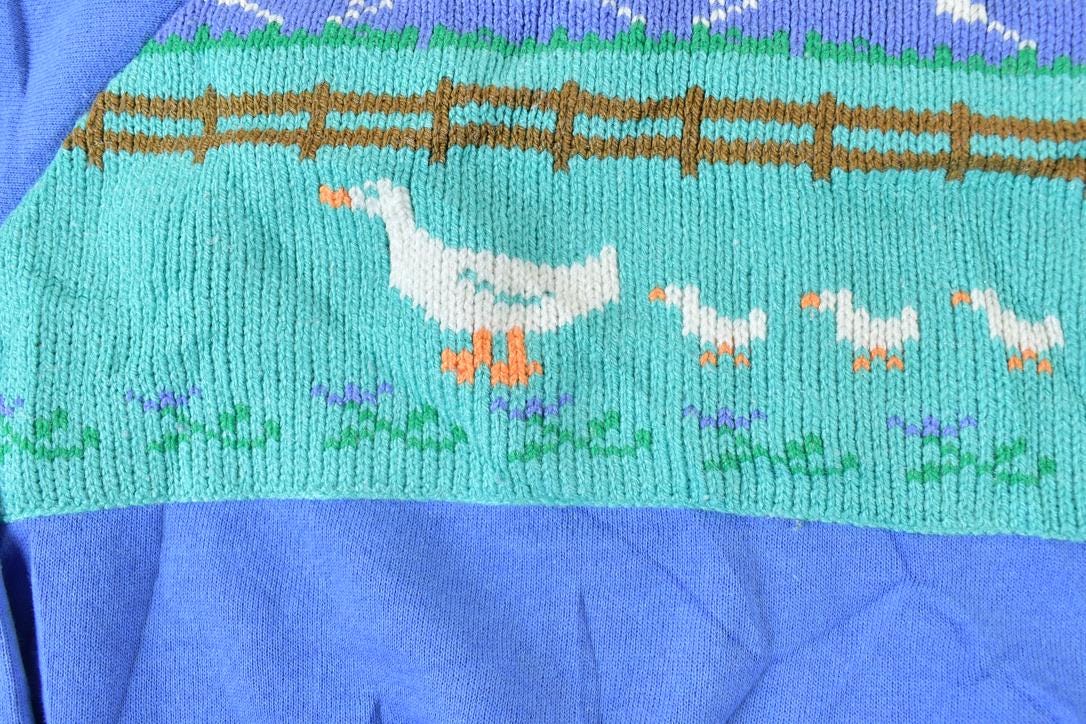 Vintage 1990s Duck Family Embroidered Outdoorsman Crewneck Sweatshirt  Embroidered  Nature Sweater  Outdoor Sweater