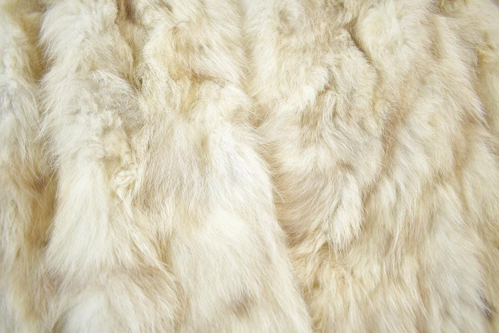 Vintage 1970s Beth Glaser Embroidered Full Length White Fox Fur Coat Made In USA