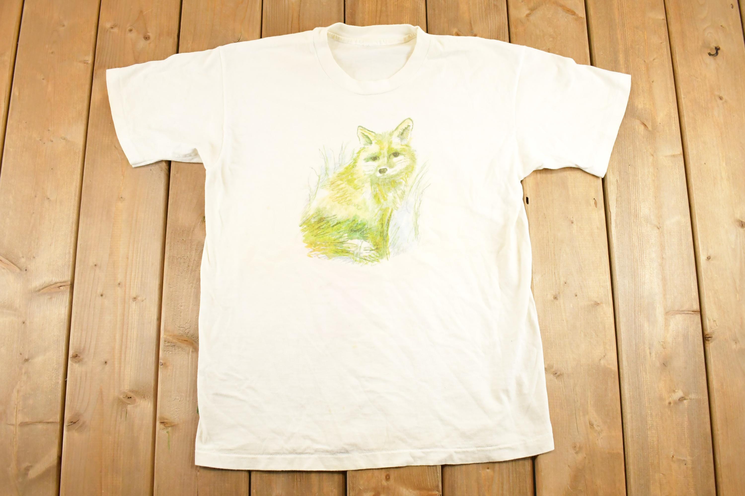 Vintage 1990's Fox Drawing Souvenir Travel T-Shirt Mens M