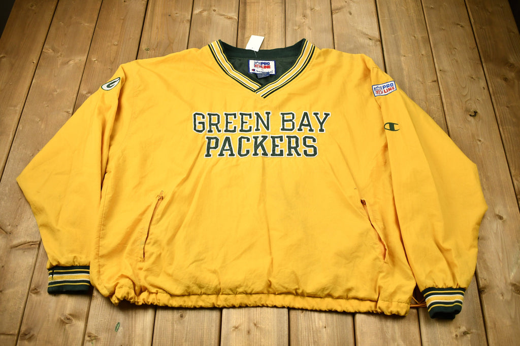 Vintage 1990s Green Bay Packers NFL Pro Line Champion Pullover Windbreaker Jacket