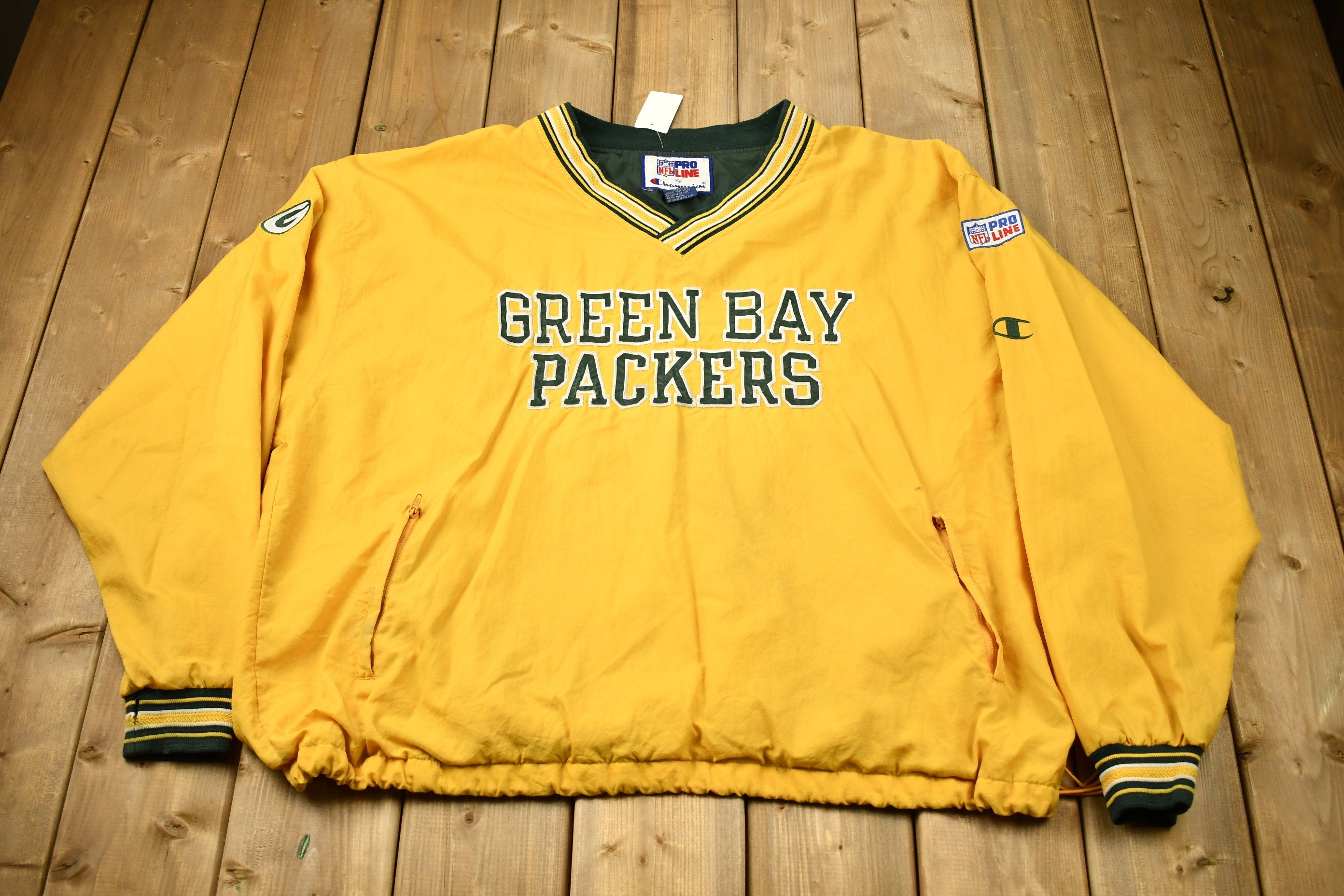 Vintage 1990s Green Bay Packers NFL Pro Line Champion Pullover Windbreaker Jacket