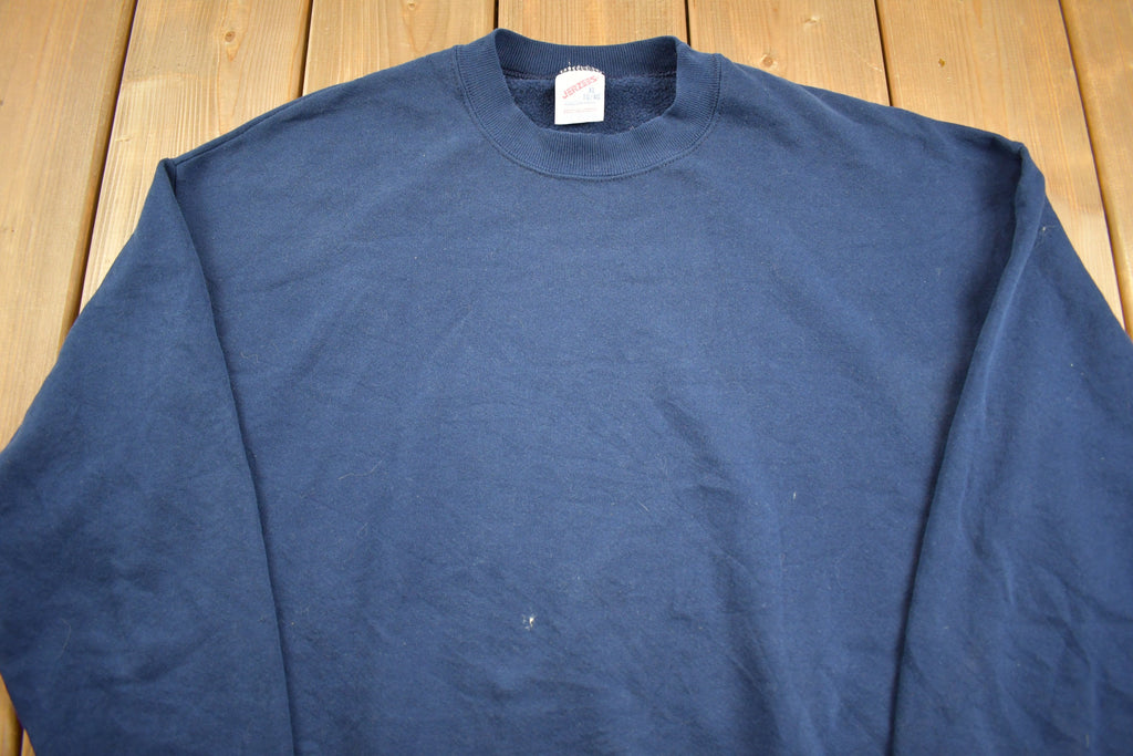 Vintage 1990s Navy Blue Jerzees Blank Crewneck Sweatshirt