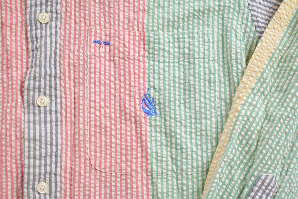 Vintage 1990s Seersucker Nautica Striped Button Up Shirt