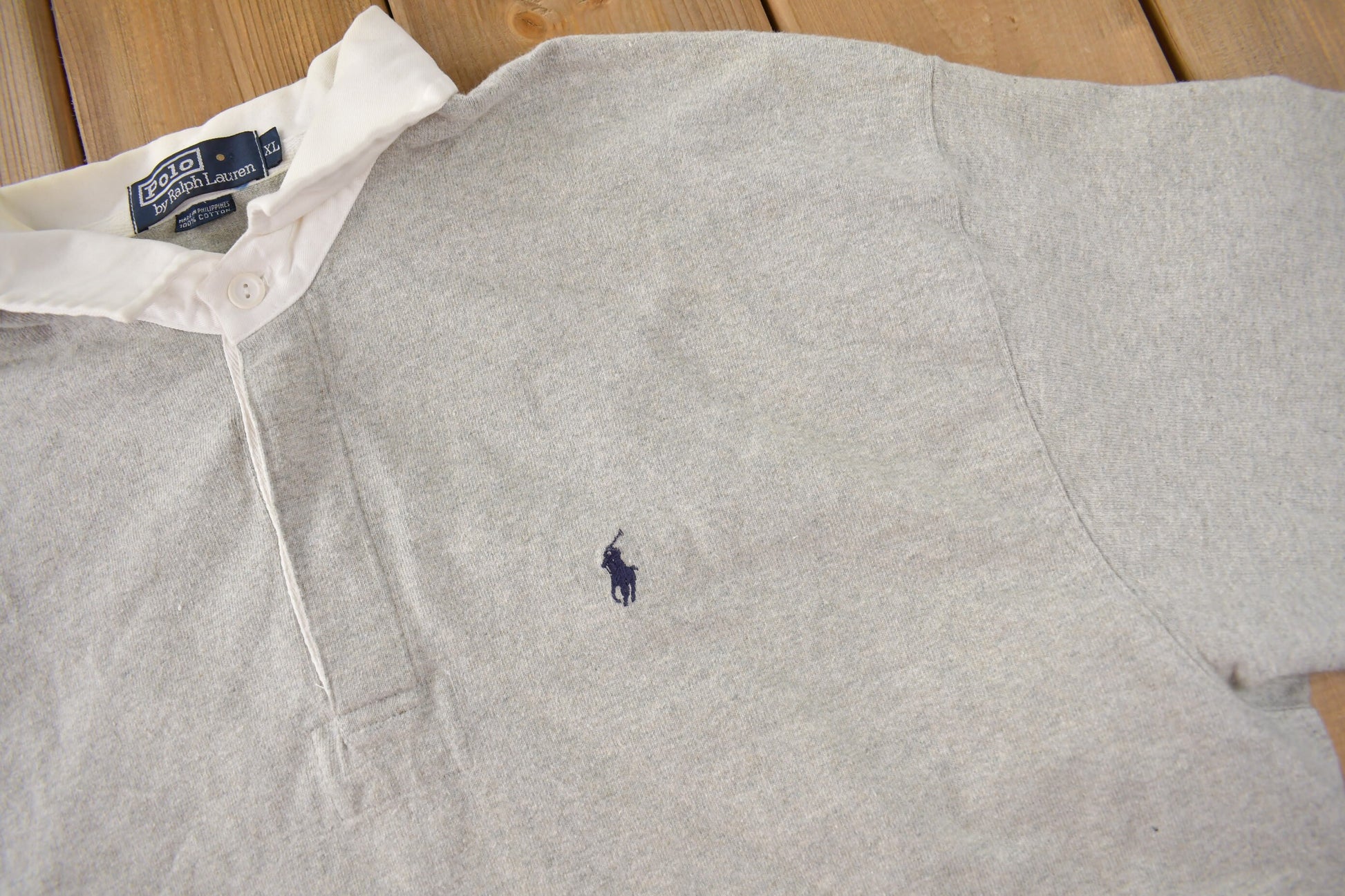 Vintage 1990s Polo By Ralph Lauren Embroidered Small Pony Rugby Sweater Size XL