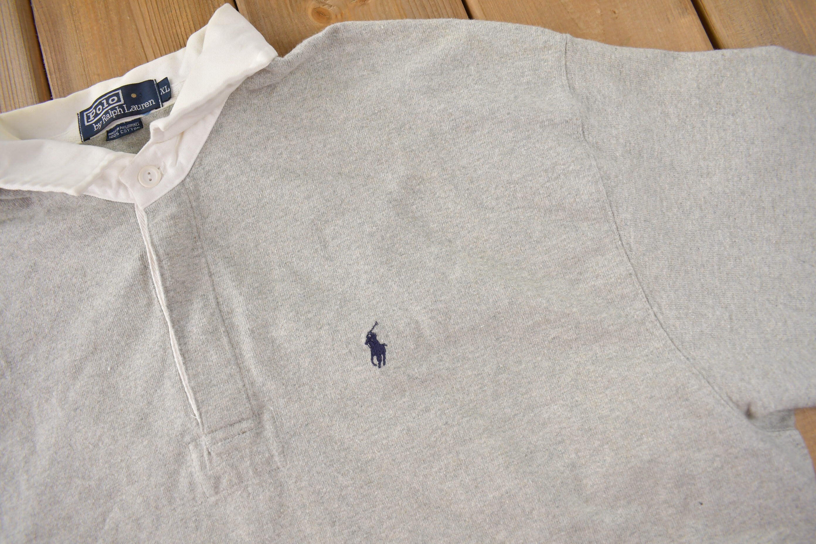 Vintage 1990s Polo By Ralph Lauren Embroidered Small Pony Rugby Sweater Size XL