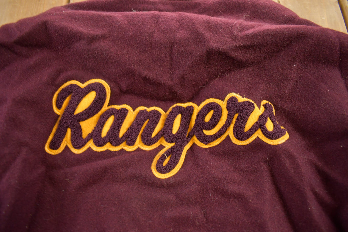 Vintage 1970s Rangers Senior Band Leather Letterman Varsity Jacket
