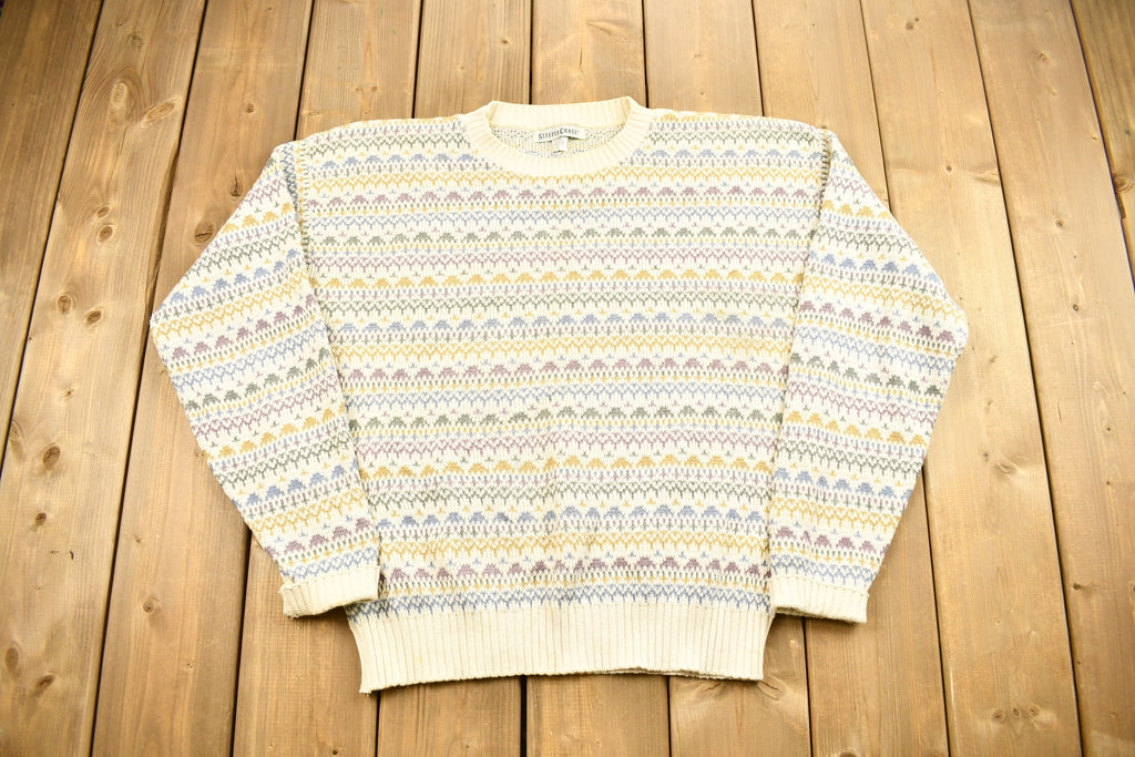 Vintage 1990s Steeple Chase Knitted Striped Crewneck Sweater