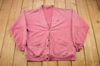Vintage 1990s Outback Red Blank Cardigan Sweater / Vintage Cardigan / Button Up / Sun Faded / Blank Cardigan