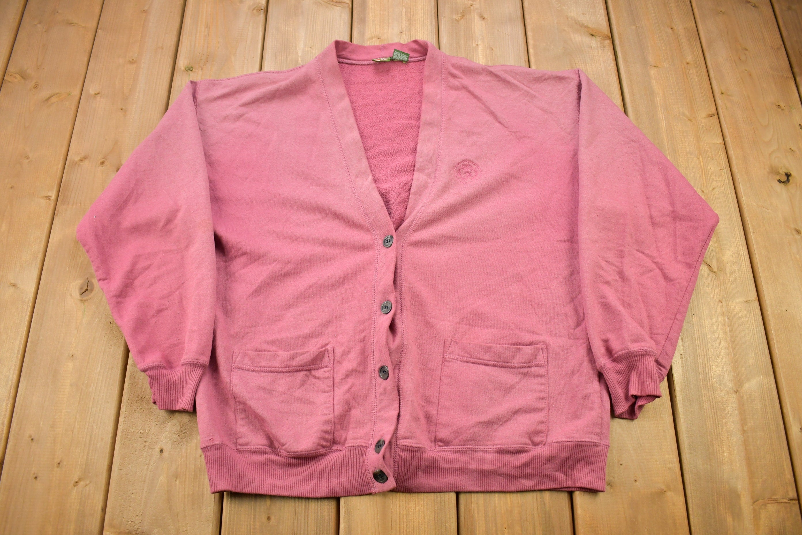 Vintage 1990s Outback Red Blank Cardigan Sweater / Vintage Cardigan / Button Up / Sun Faded / Blank Cardigan