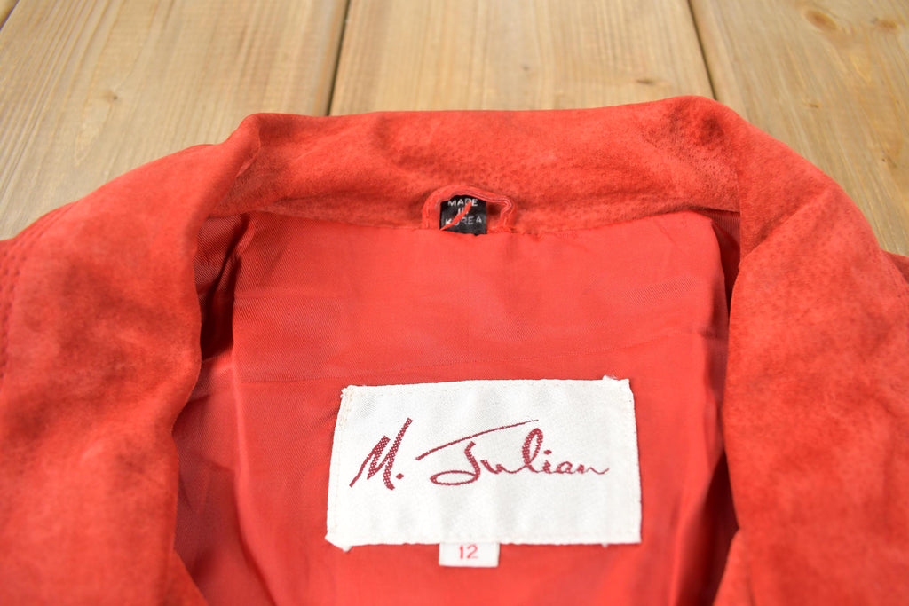 Vintage 1990s M Julian Red Suede Fringe Jacket