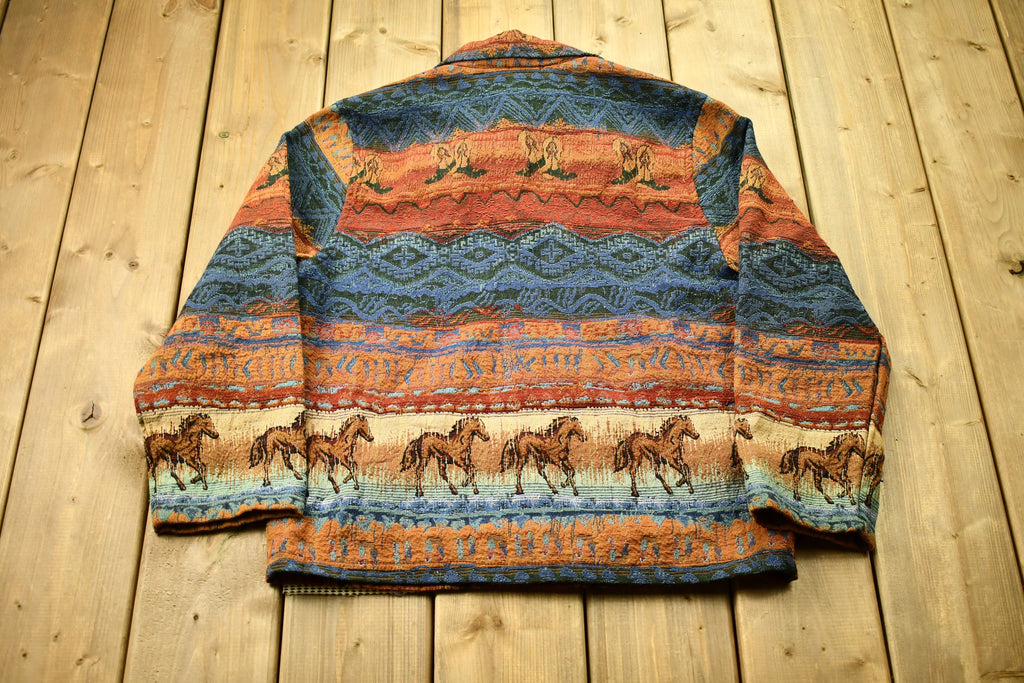 Vintage 1990s Horse All Over Print Button Up Jacket