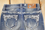 Vintage Deadstock Y2K Grace In LA Bedazzled Bootcut Low Rise Jeans Women's Size 26 x 32