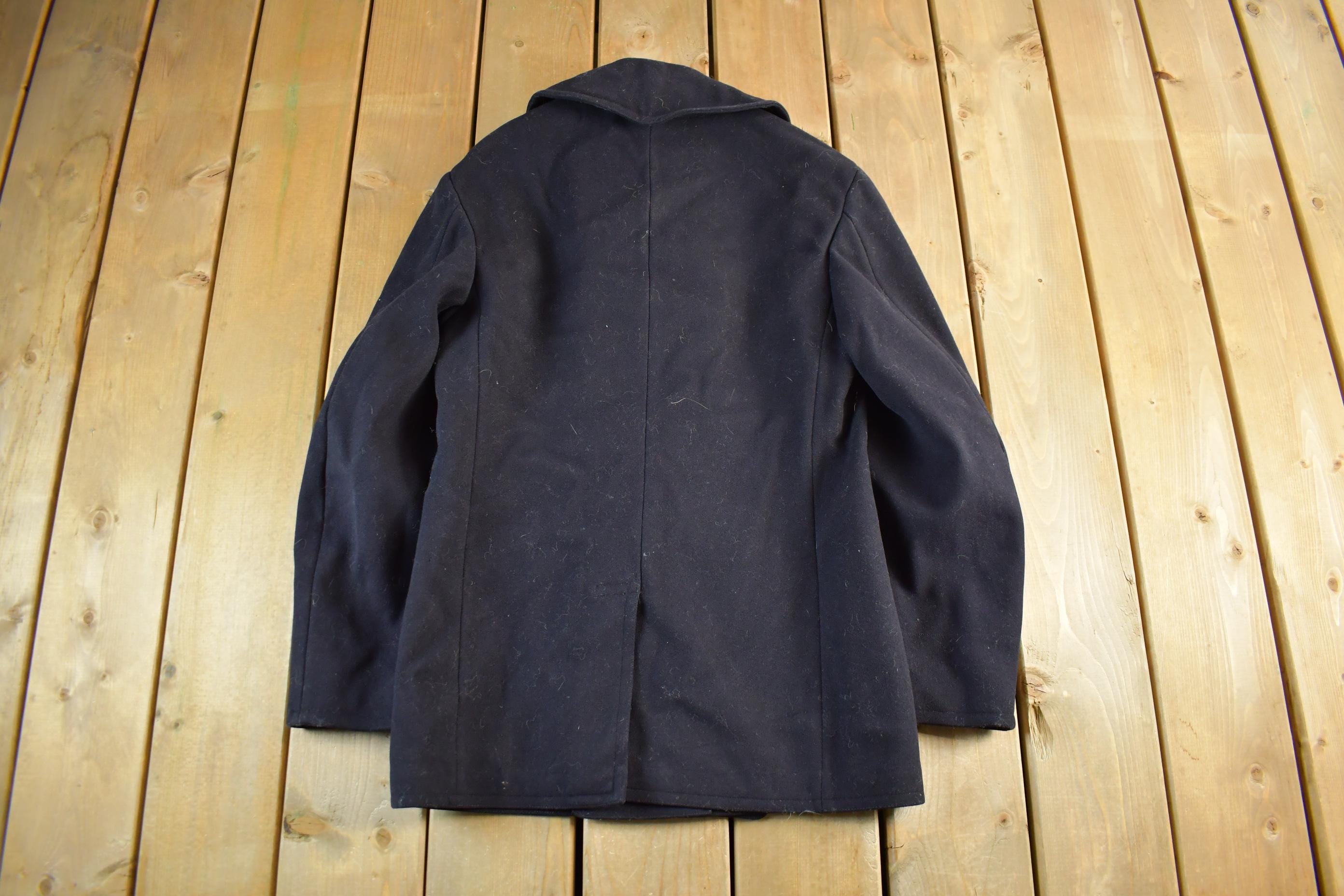 Vintage 1940s WW2-Cold War Era Naval Wool Coat Men's Small /