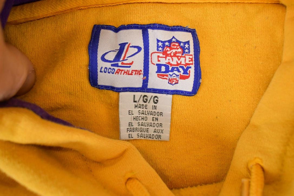 Vintage 1990s Logo Athletic Minnesota Vikings Embroidered NFL Hoodie Sweatshirt Men's L