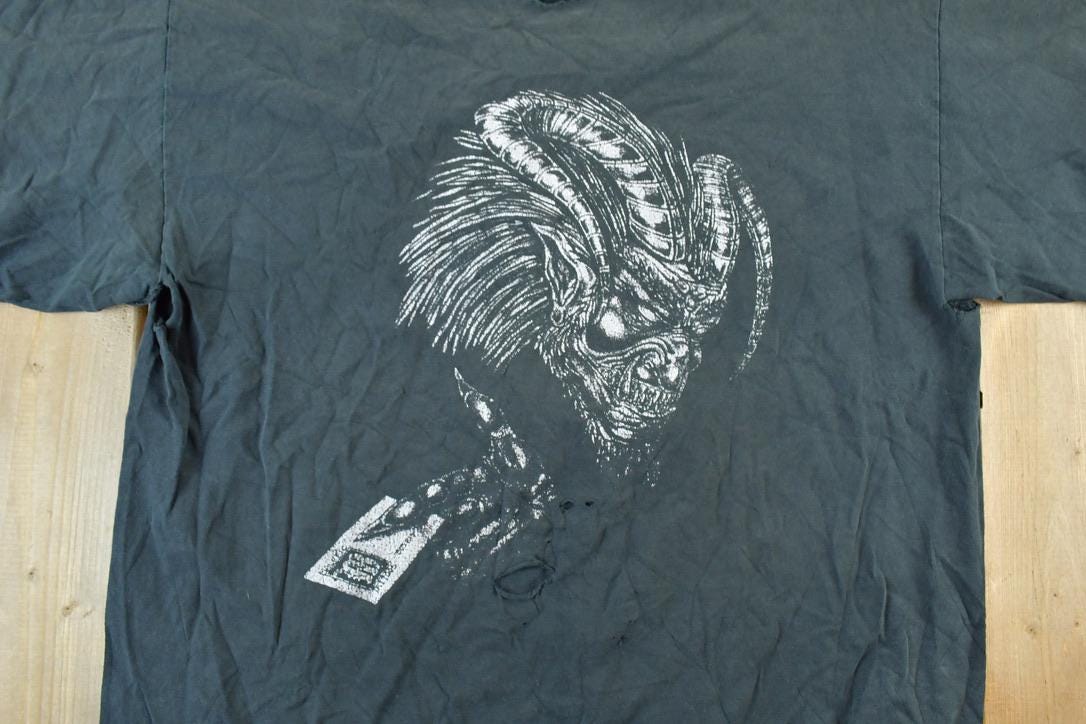 Vintage 1990s Baphomet Malefic Tattoos Streetsville Single Stitch T-Shirt