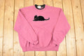 Vintage 1990s Top Stitch Embroidered Black Cat Doubler Collar Crewneck Sweatshirt Men's L