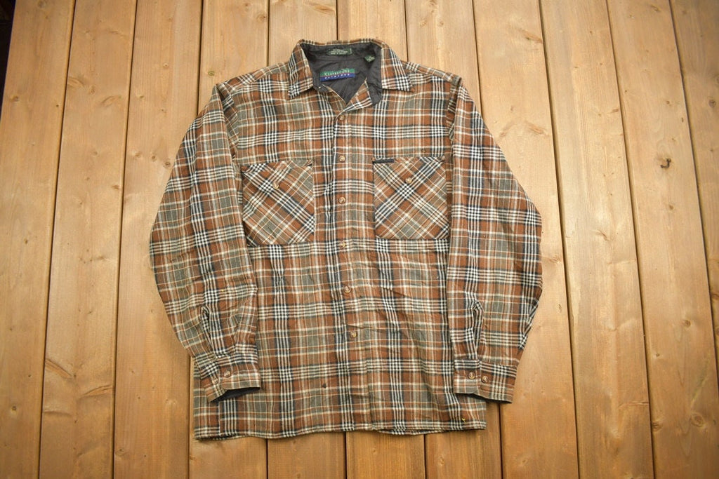 Vintage 1990s Claybrooke Outdoors Plaid Lined Flannel Button Up Shirt
