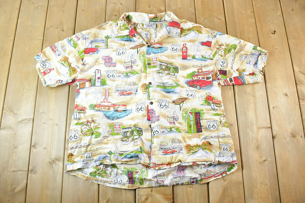 Vintage 1990s Pacific Legend Route 66 AOP Button Up Shirt Men's XL
