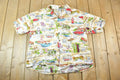 Vintage 1990s Pacific Legend Route 66 AOP Button Up Shirt Men's XL / Vintage Dress Shirt / Striped Button Up / Dinner Shirt