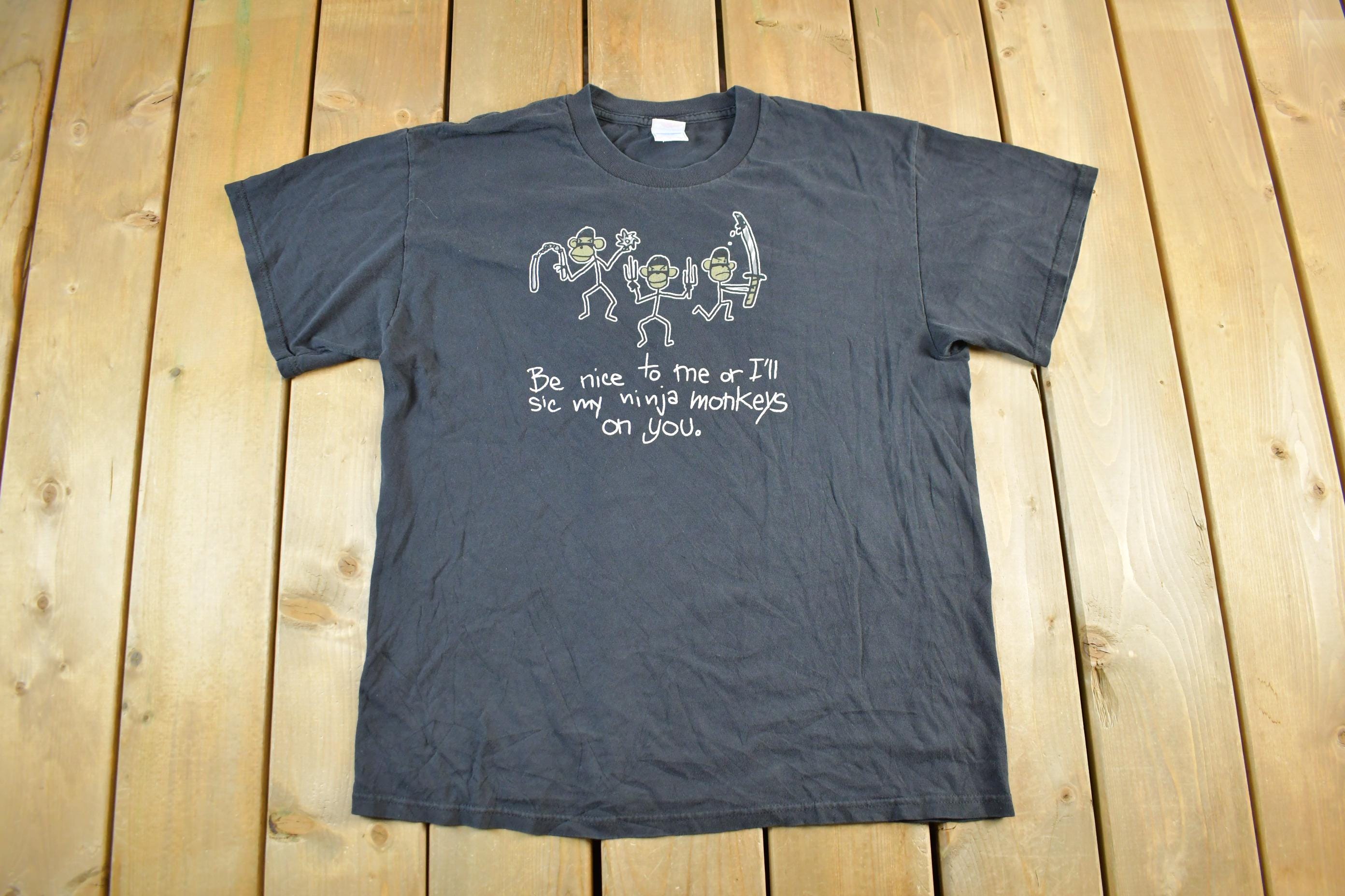 Vintage 1990s Ninja Monkeys Funny T-Shirt Men's Large
