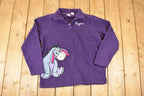 Vintage 1990s Disney Eeyore Winnie The Pooh Fleece Quarter Zip Sweater Women's M