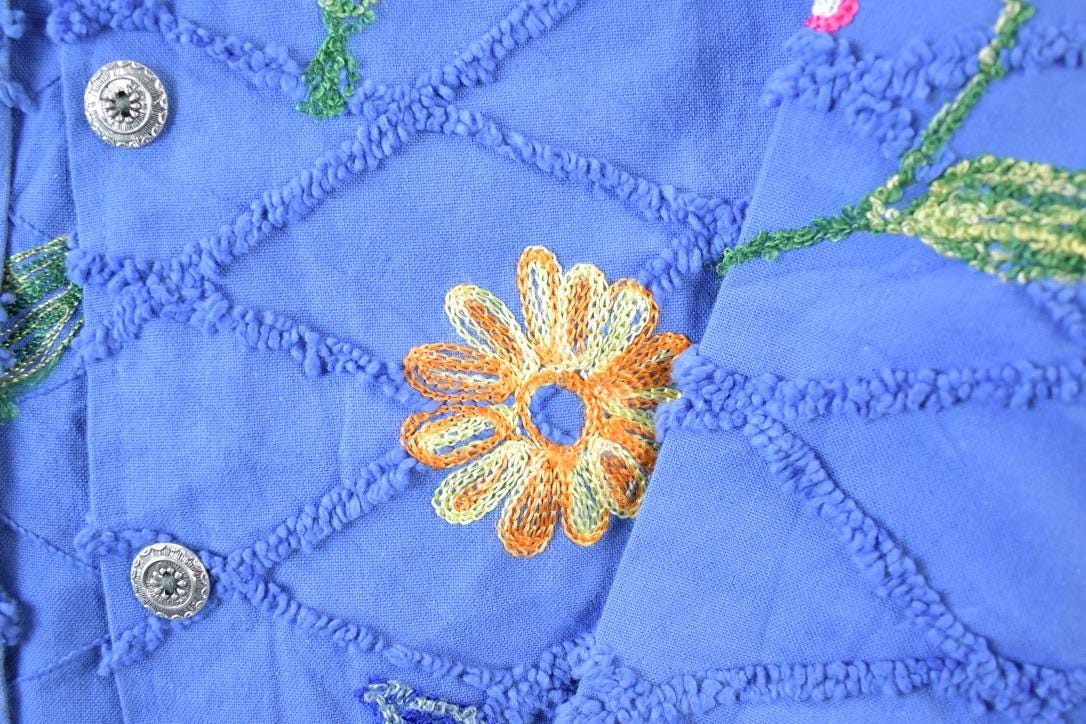 Vintage 1990's Tantrum Collection Floral Embroidered Button Up Western Shirt Made In USA
