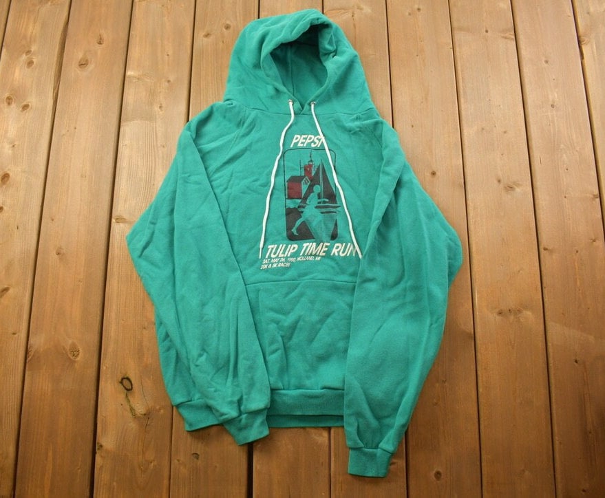 Vintage 1990s Pepsi Tulip Time Run Graphic Hoodie