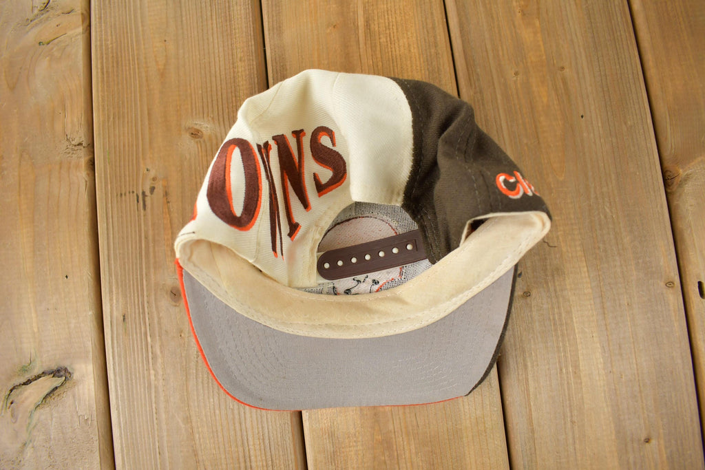 Vintage 1990s Cleveland Browns NFL Big Logo Swirl Snap Back Hat