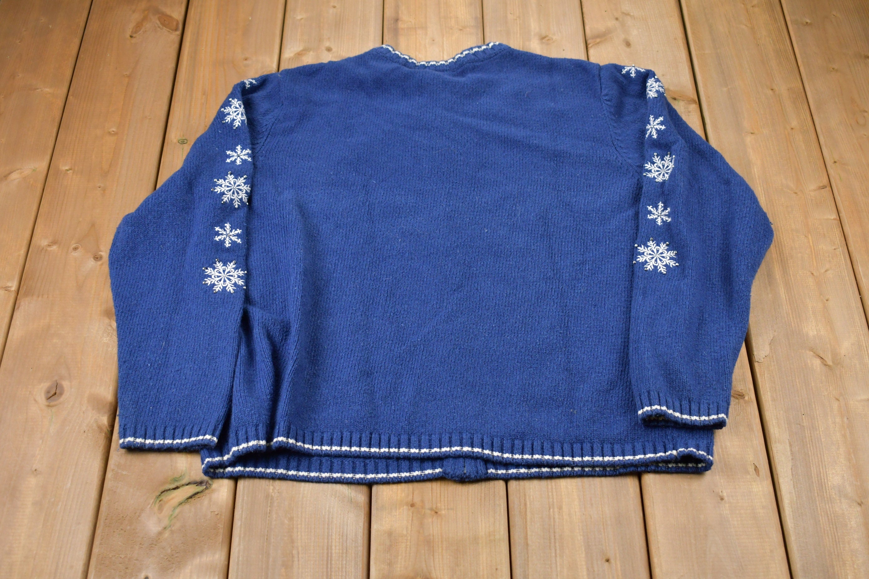 Vintage 1990s Croft & Barrow Snow Full Zip Knitted Sweater /