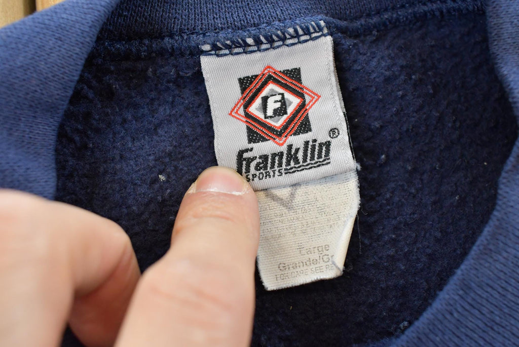 Vintage 1990s Navy Franklin Sports Blank Crewneck Sweatshirt Mens M / 90s Crewneck / Essential / Streetwear / 90s Blank / Athleisure
