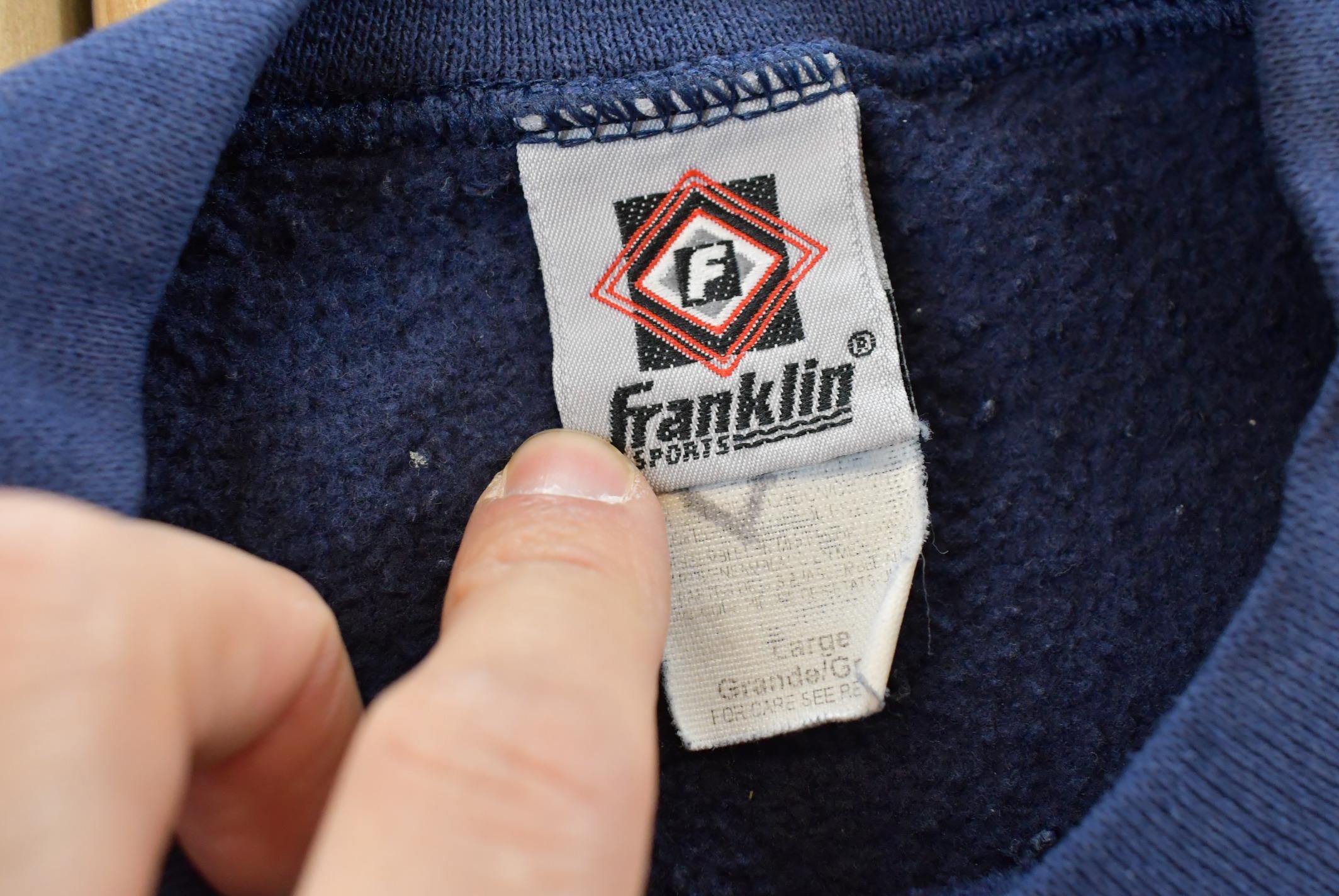 Vintage 1990s Navy Franklin Sports Blank Crewneck Sweatshirt Mens M / 90s Crewneck / Essential / Streetwear / 90s Blank / Athleisure